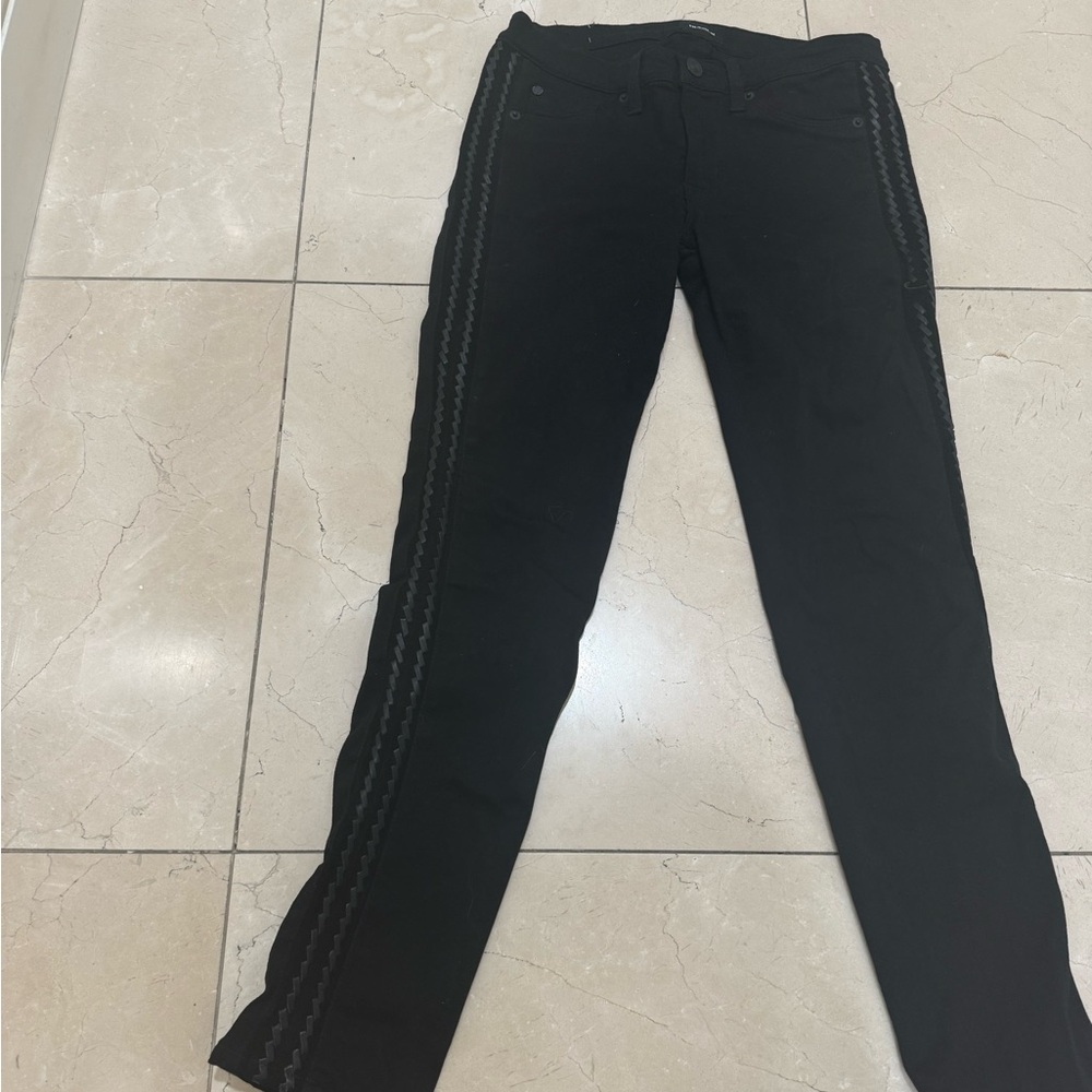 Black Hudson jeans with leather sides